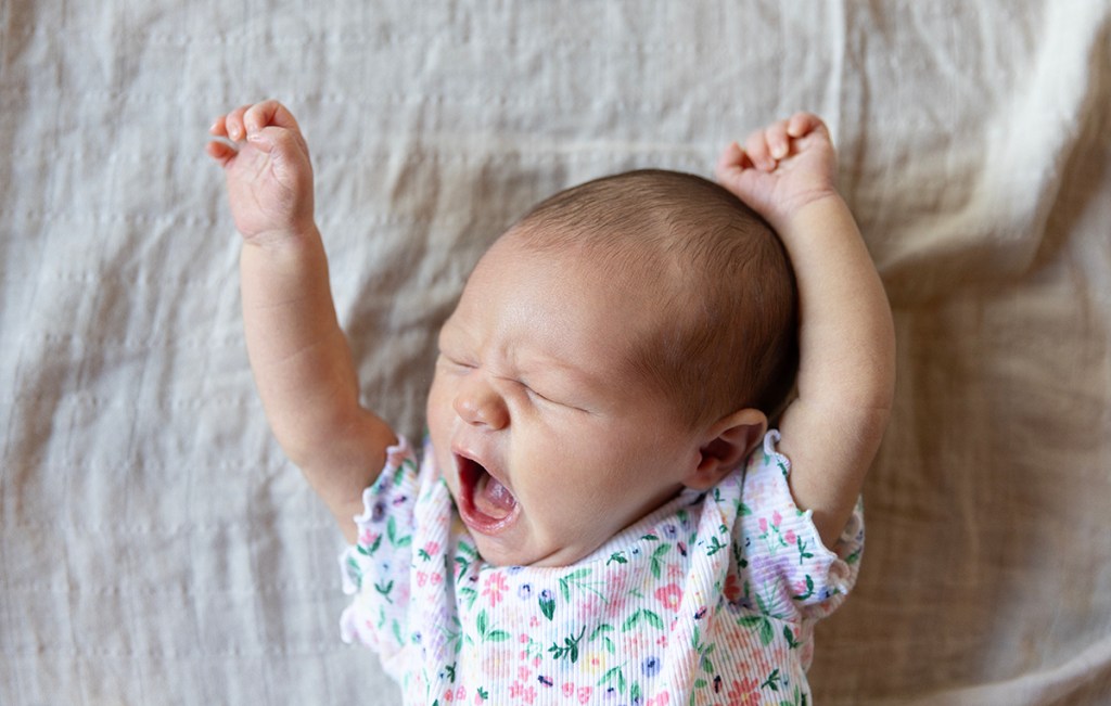 baby yawn in-home newborn minnesota photographer