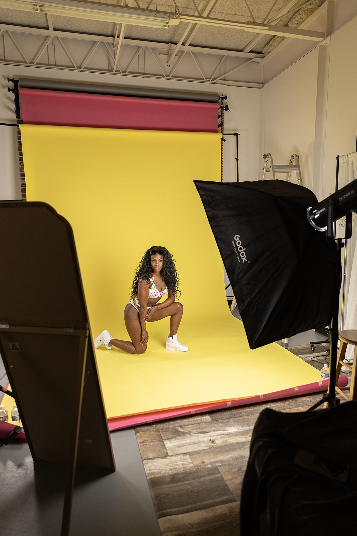 Behind The Scenes Set Up Yellow Backdrop Plymouth MN Studio