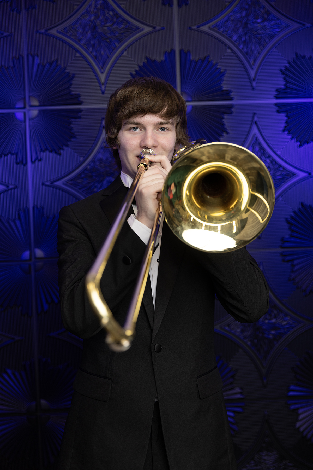 High School Senior Photo Band Trombone Player Robbinsdale Armstrong Plymouth MN