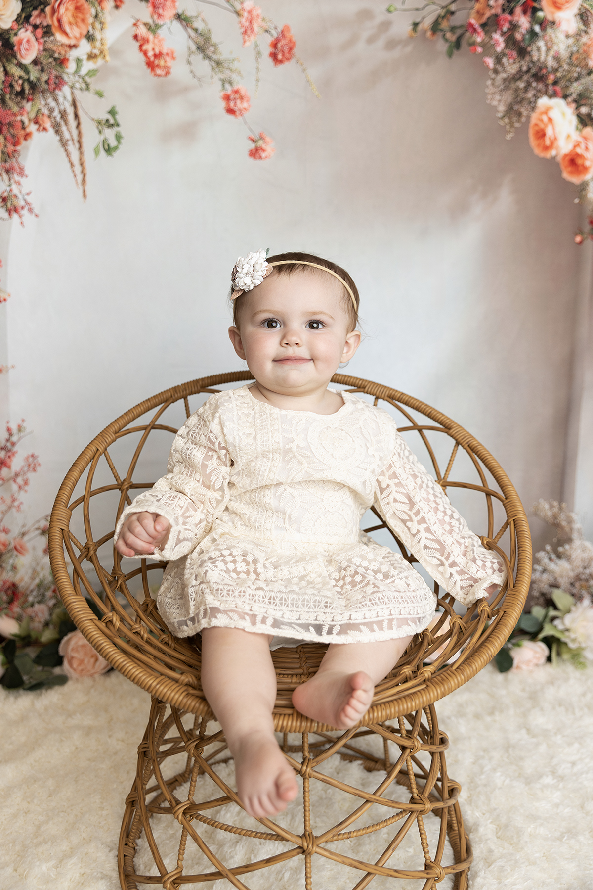 One Year Baby Photo Flowers lace dress boho