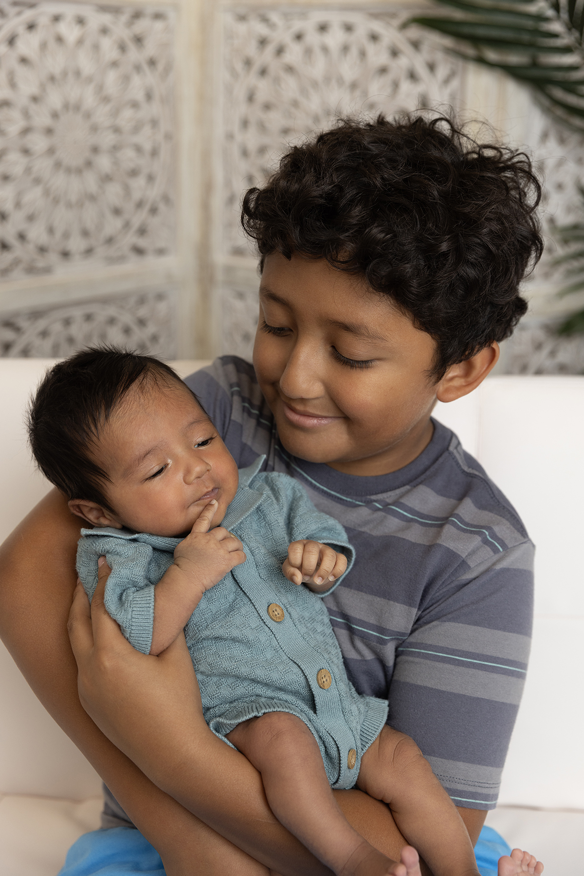 newborn with big brother champlin baby photographer