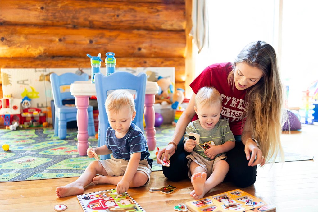 Doing puzzles with mom