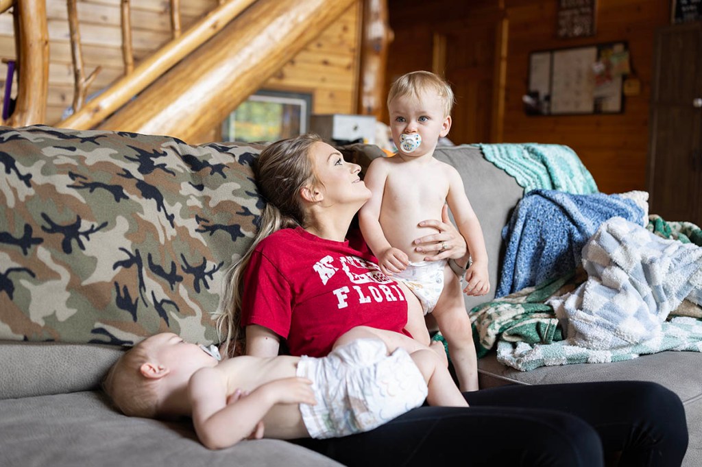 Stay at home mom cozy couch snuggles