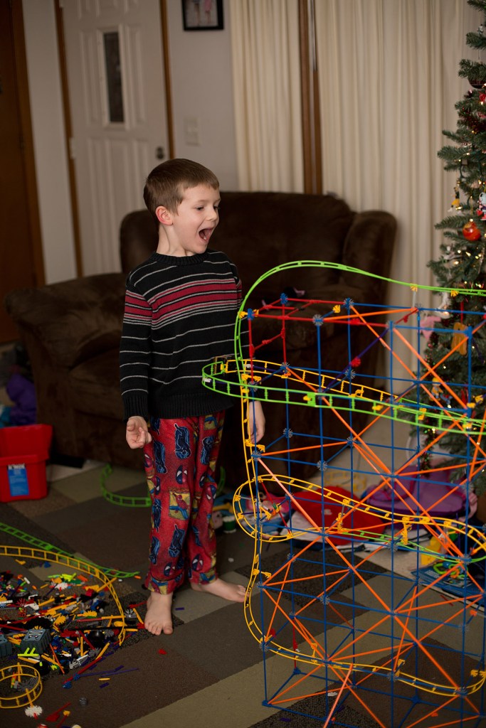 Boy playing with knex